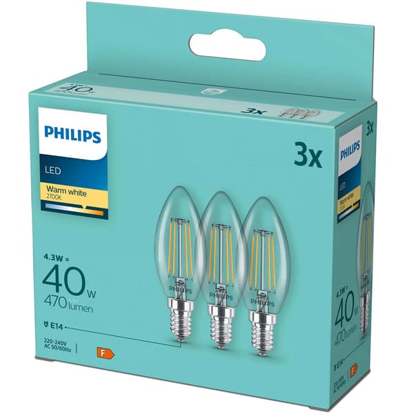 3-pak LED E14 Crown 4,3W (40W) Klar 470lm