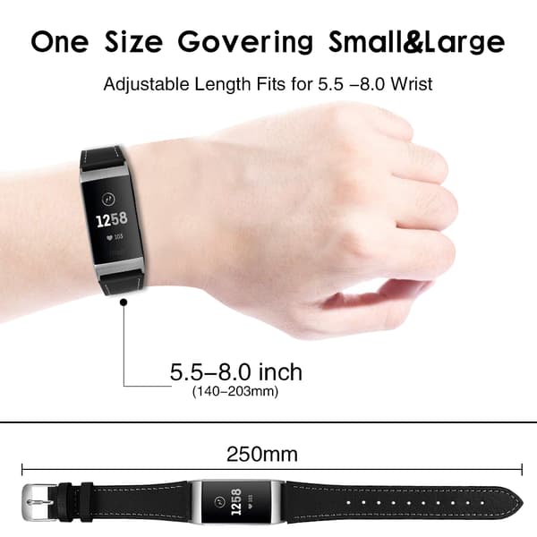 Fitbit Charge 3/4 armband Läder Svart