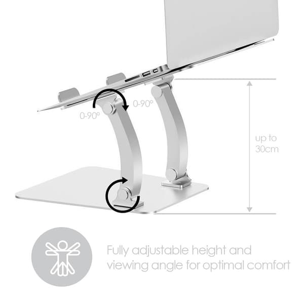 Laptopställ Dual Pivot Riser Justerbar Aluminium Silver