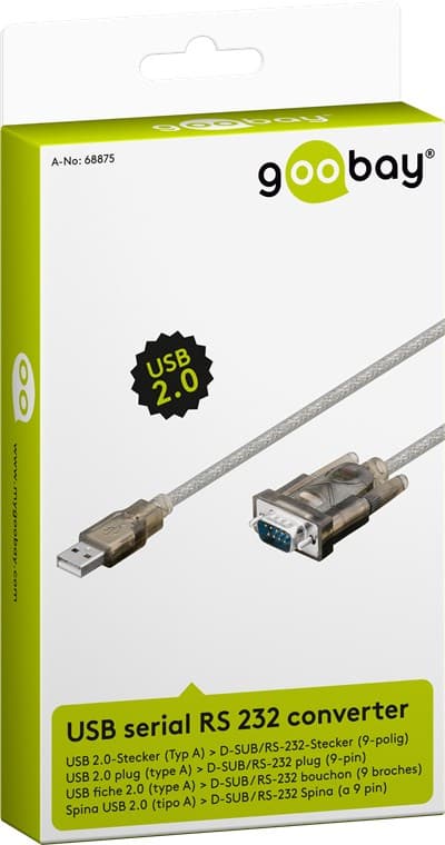 USB-til-seriel-adapter, 1,5 m, transparent