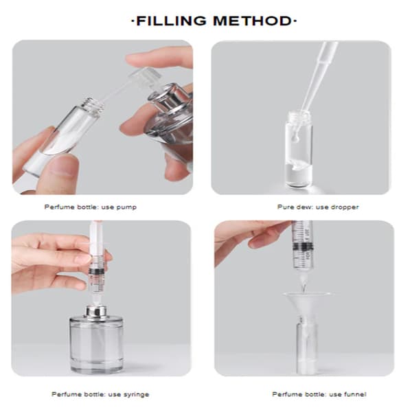 Liten Refill Flaska för Parfym Återfyllbar 5 ml 2-Pack Silver