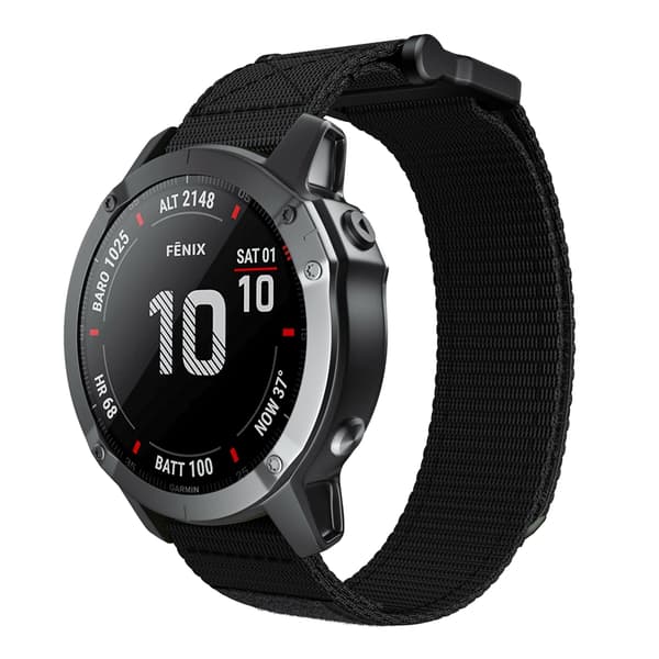 Urrem 22 mm til Garmin Fenix 5/6/7 Forerunner Approach Nylon Black