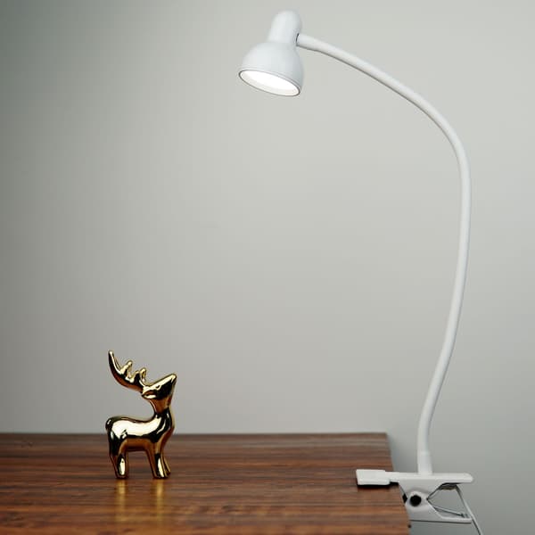 Leselampe med klips, dimming og tre lysfarger White
