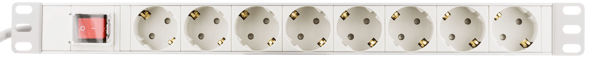 Power strip 8xCEE 7/3 sockets 1xCEE 7/7 connection 19" 1U 3m