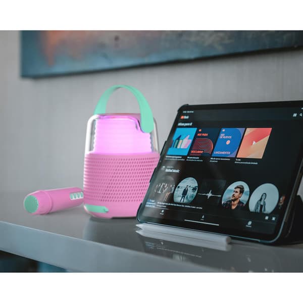 Högtalare Karaoke Kit Mic LED Rosa