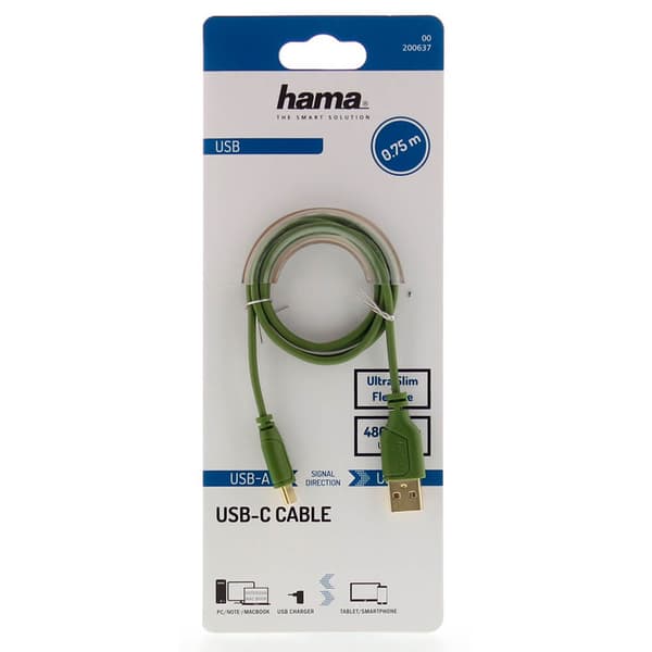 Cable USB-C Flexi-Slim USB-A-USB-C Gold Green 0.75m