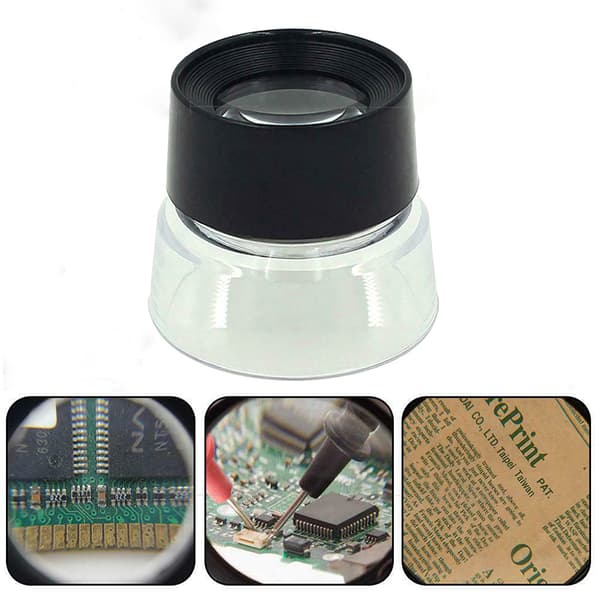 Cylindrisk forstørrelsesglas 10X til smykker, printplader