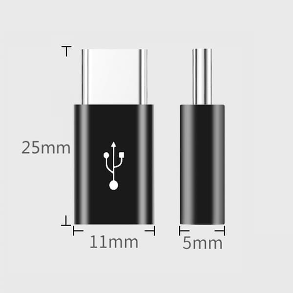 2-pak korte Android til USB-C adaptere Black