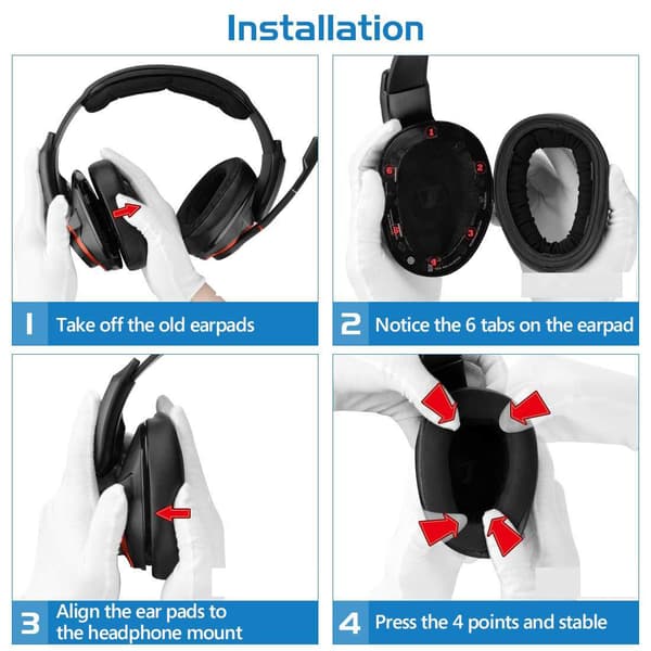 Øreputer til Sennheiser GSP 600/500 Black 1 Par