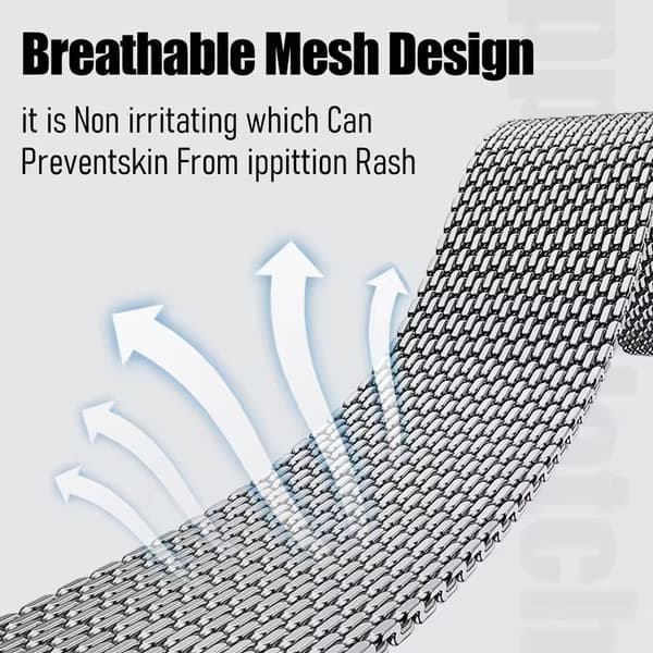 Milanese Loop -kellon ranneke älykelloille Silver 20 mm