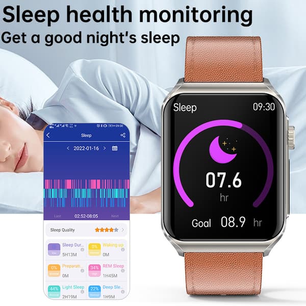 Smartklokke med EKG-hjerteovervåking/Bluetooth-ringing/Bluetooth-musikk Black