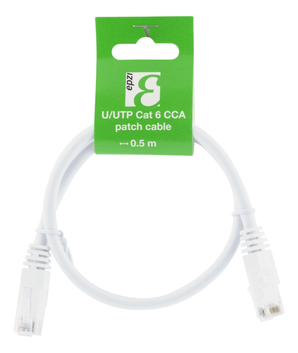 U/UTP Cat6 patch cable, CCA, 0.5m, 250MHz, white