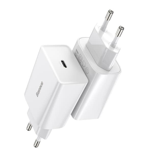 Baseus Speed Mini hurtigoplader, USB-C, PD, 3A, 20W (hvid)