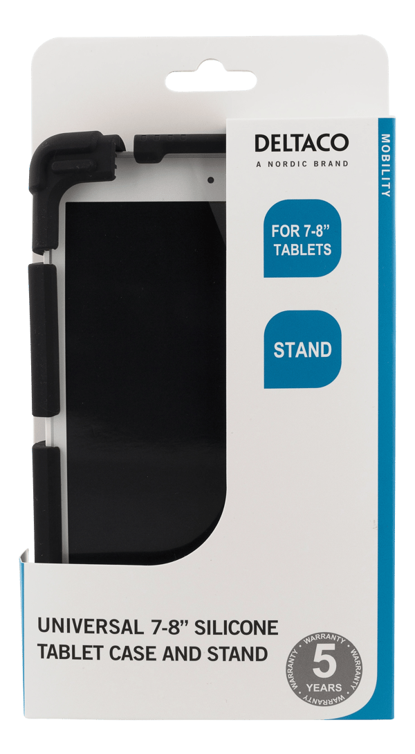 Case in silicone for 7-8" tablets, stand, black