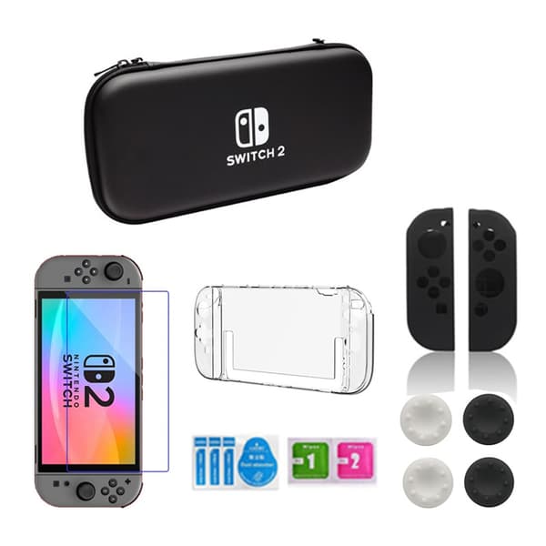 Switch2 Sort Sæt: Beskyttelsesetui & Tilbehørspakke
