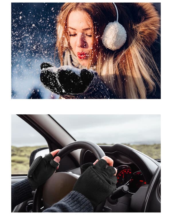 Fingerlösa polarfleecehandskar / vintervantar 2-i-1 L