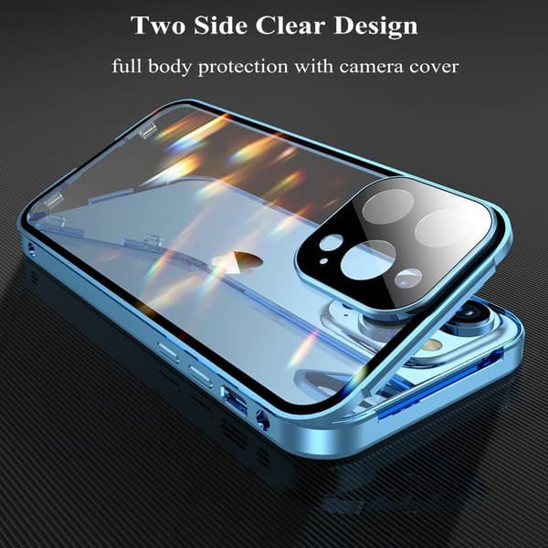 Dobbeltsidig magnetisk mobildeksel til iPhone Black iPhone 15 Pro 15 x 7.5 x 1 cm