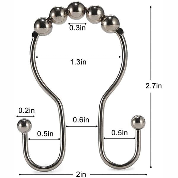 12-Pack dusjgardinkroker ringer - glatt glidende Silver