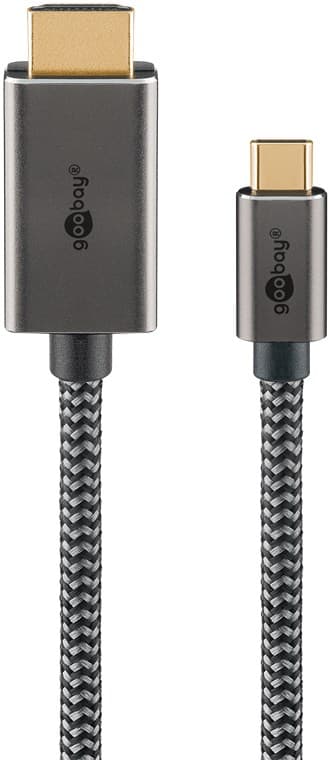 USB-C™-HDMI™-kaapeli, 3 m, musta;hopea