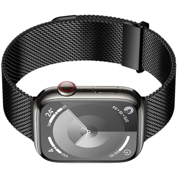 Grafiitinharmaa Milanese Loop -ranneke Apple Watchille Black S