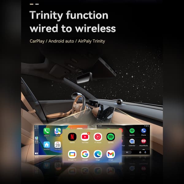 Q1AS Langaton CarPlay/Android Auto/Mirror Link -sovitin - 3-in-1 Carplay-laatikko