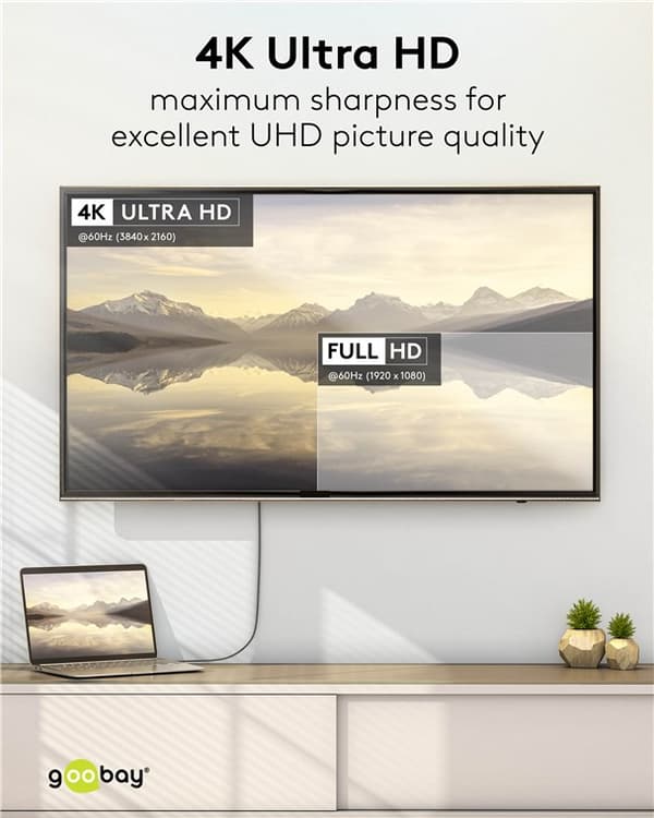 USB-C™-til-DisplayPort™-kabel, 1 m, svart