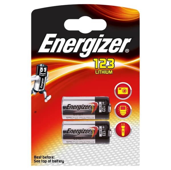 ENERGIZER Batteri CR123 Litium 2-pakning