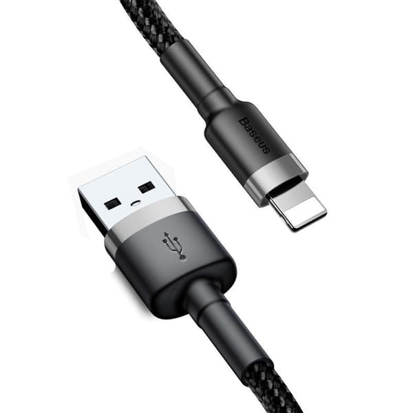 Baseus Cafule USB Lightning -kaapeli 1,5A 2m (harmaa+musta)