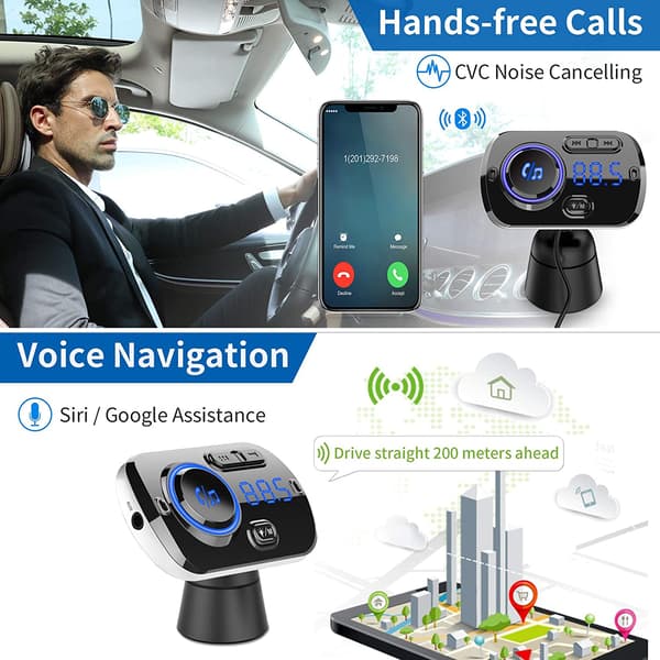 Langaton FM-lähetin autoon Bluetooth 5.0 QC3