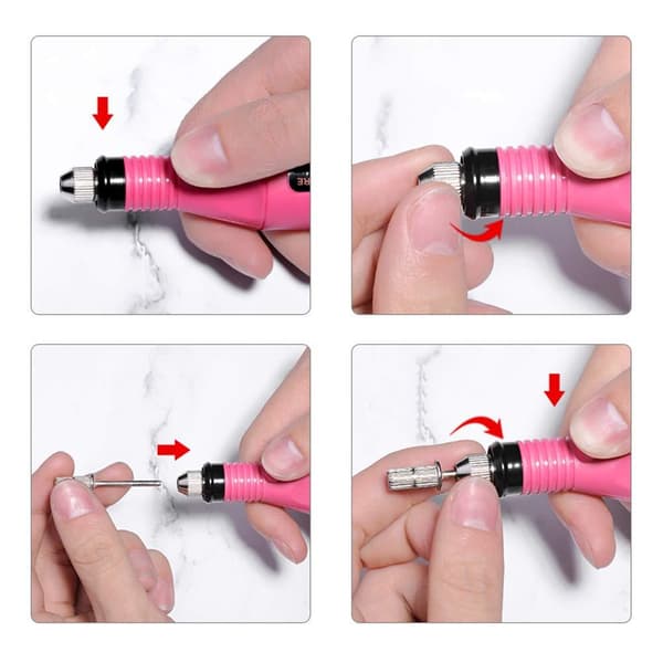 Elektrisk nagelfil med 6 bitsar White
