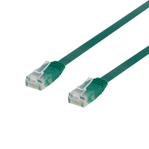 U/UTP Cat6 patch cable, flat, 5m, 250MHz, green