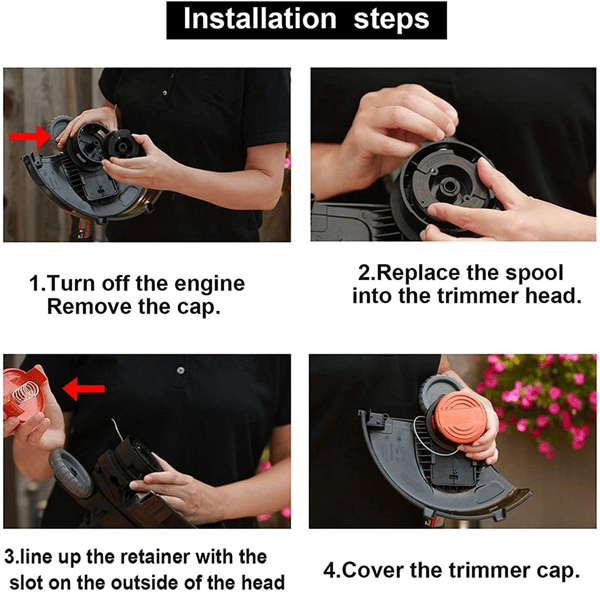 6-pack trådspolar för Black & Decker grästrimmer Black
