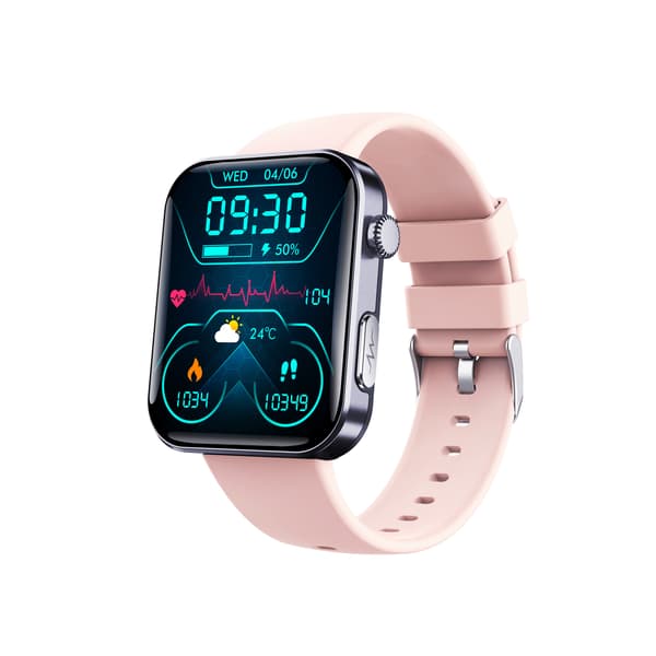 Smartklocka - Mäter Puls, Blodtryck, Blodsyre & Steg Black and Pink strap