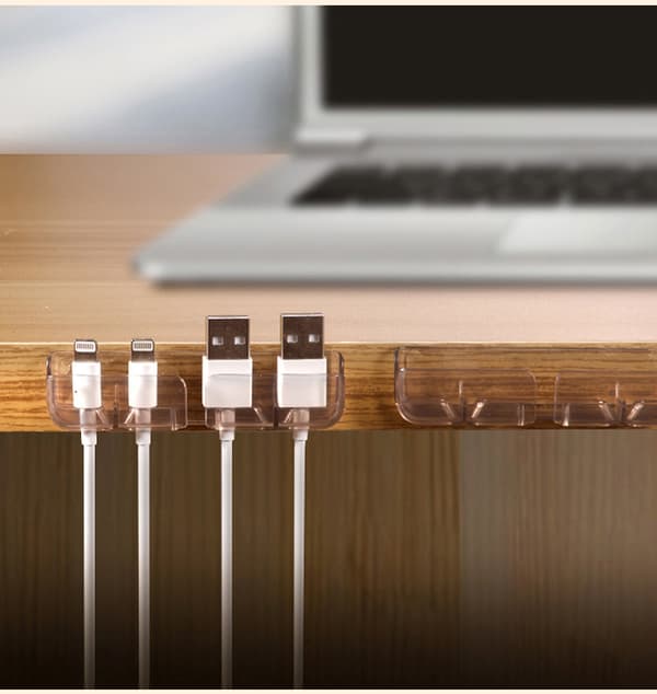 Desktop Cable Organizer Clip Kabelförvaring USB-kabelvindare Transparent