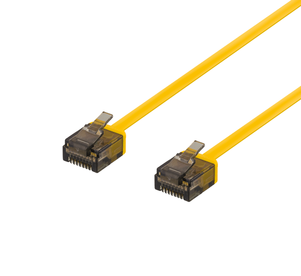U/UTP Cat6a patch cable, flat, 0.5m, 1mm thick, yellow