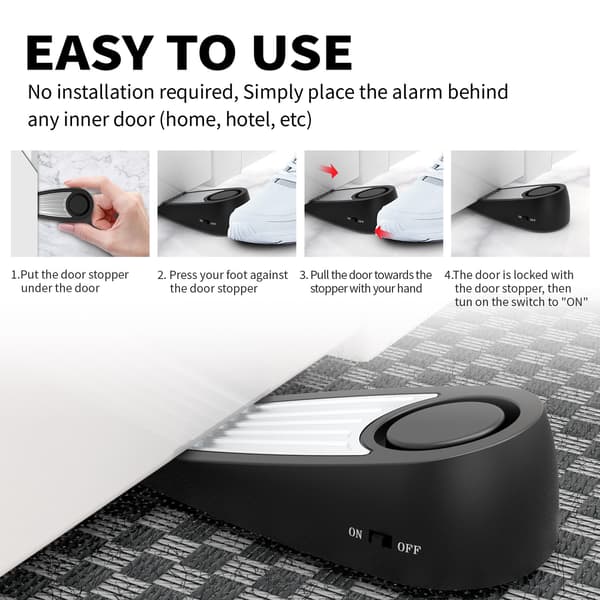 Dørstopper Vibrationssensor Alarm - 130dB Tyverisikringssystem