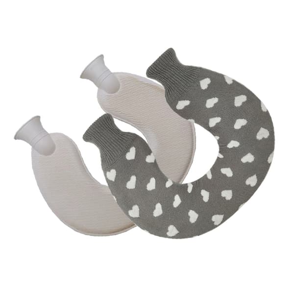 Stickad U-Formad Varmvattenflaska med Lock Grey