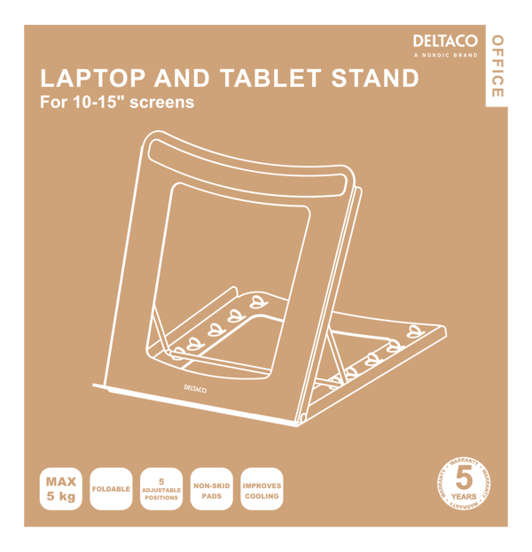 OFFICE Vikbart stativ i stål för laptop/surfplatta.