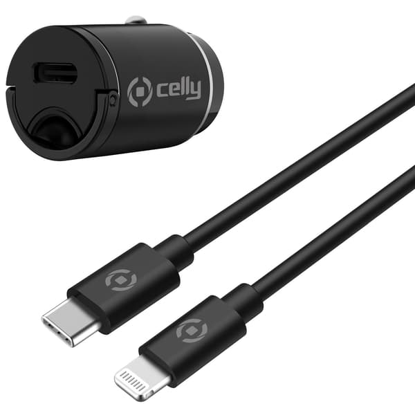 Billaddare 20W + Lighting-kabel Svart