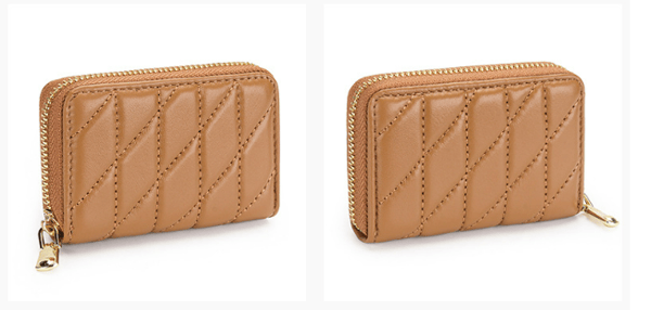 Kortholder med brodert glidelås Brown