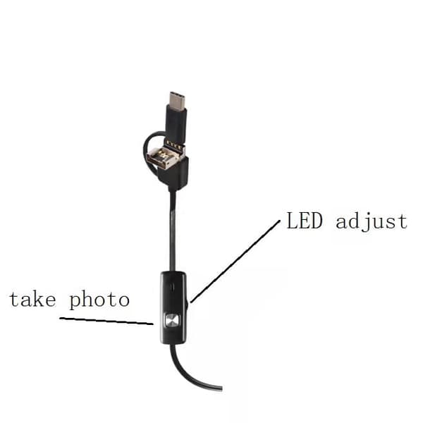 Endoskooppitarkastuskamera USB/USB-C:llä Black