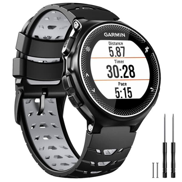 Urrem til Garmin Forerunner 630 Silikone Sort/Grå