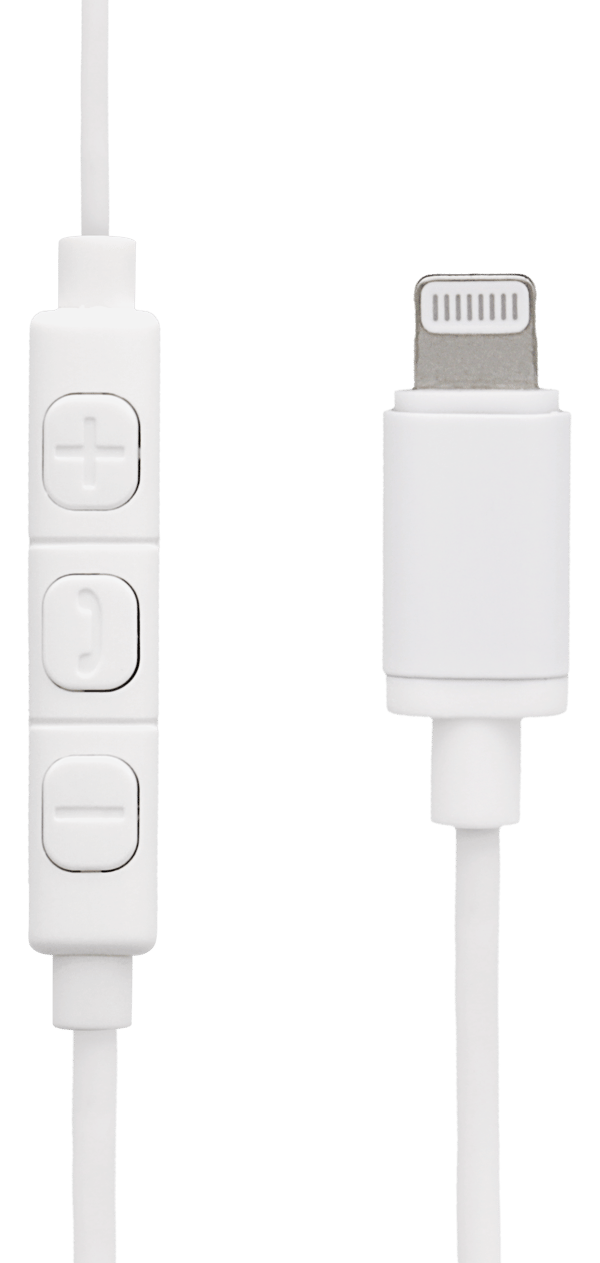 L200 In-ear Lightning earbuds, MFi, volume control, white