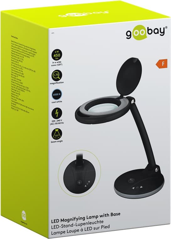 LED forstørrelseslampe med stativ, 6 W, sort