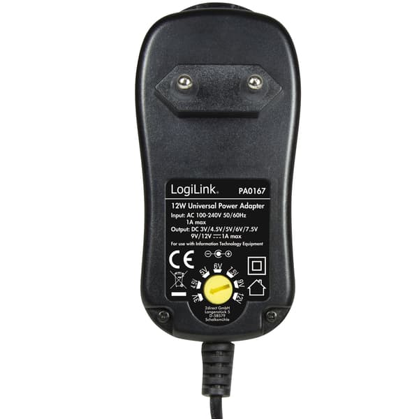 Strømadapter 230V- 3-12V 1A 12W