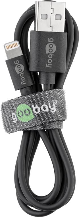 Lightning USB-kabel for lading og synkronisering, 2 m, svart