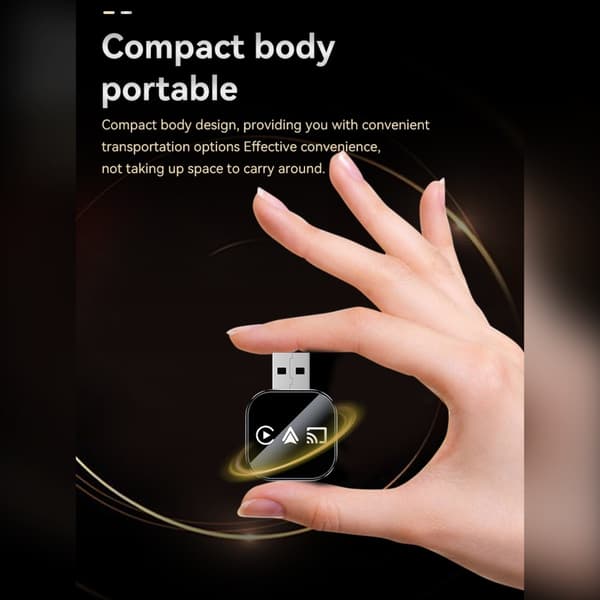 Trådlös CarPlay/Android Auto/Mirror Link Adapter Q1AS - Svart Tech Blå Metall & Glas 3-i-1