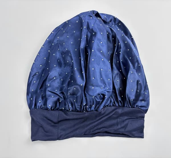 Nattmössa i satin med strass NavyBlue