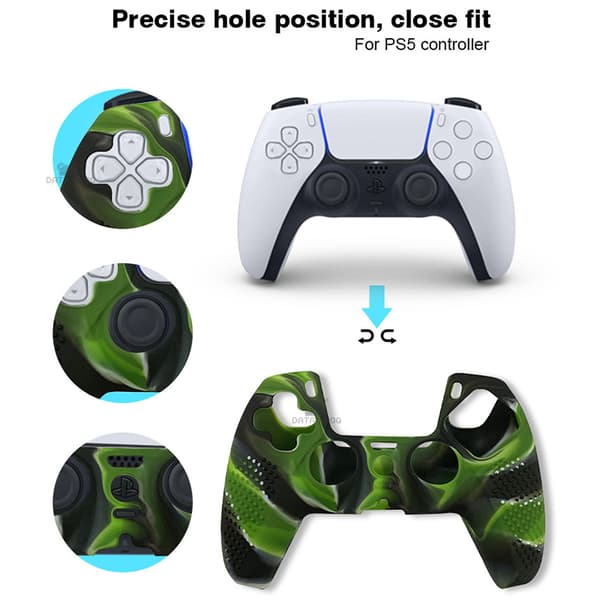 Anti-Slip Silikone Cover til PS5 Controller Black+Green