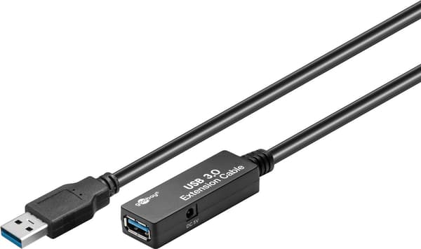 Aktivt USB-A-forlængerkabel, 5 m, sort